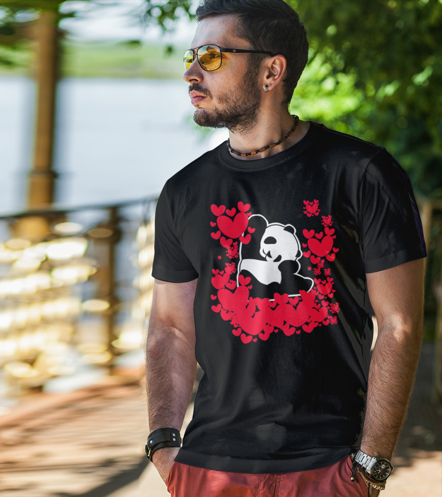 Panda Love Valentines Day Cute Heart Panda Valentines Day T-Shirt