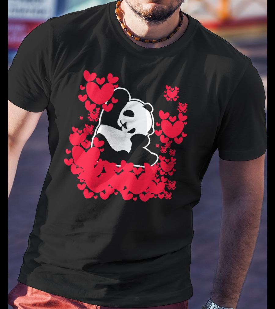 Panda Love Valentines Day Cute Heart Panda Valentines Day T-Shirt