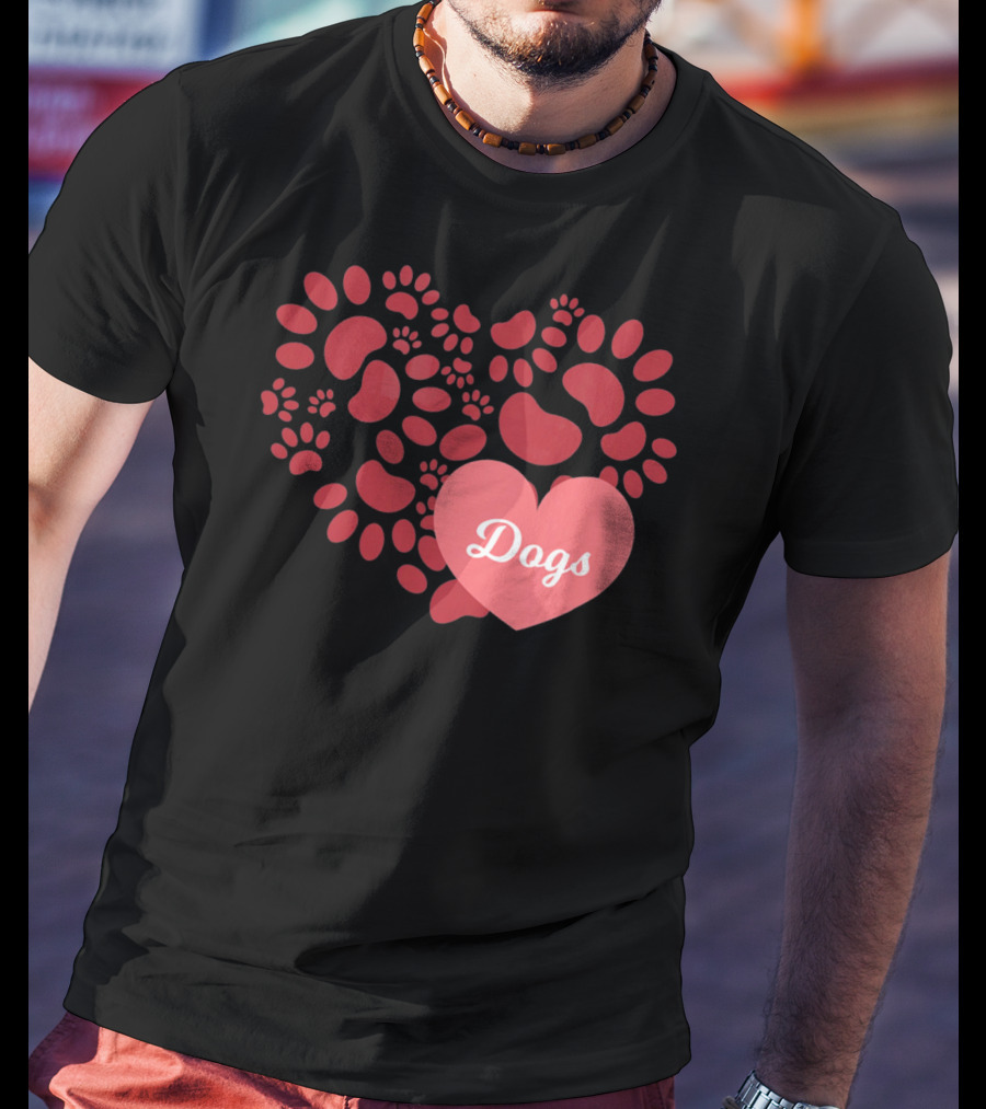 Paw Print Heart Dogs Mom And Pet T-Shirt