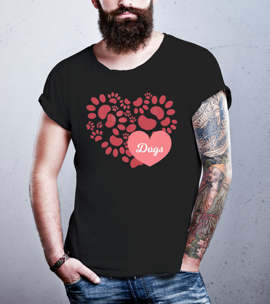 Paw Print Heart Dogs Mom And Pet T-Shirt