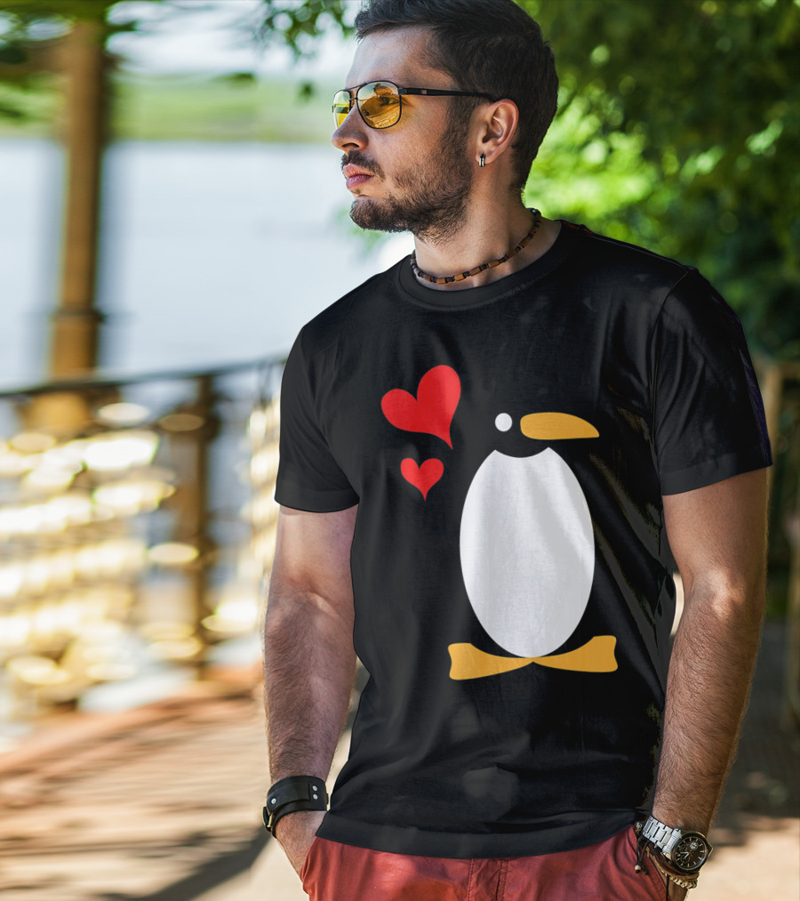 Penguin With Red Hearts T-Shirt