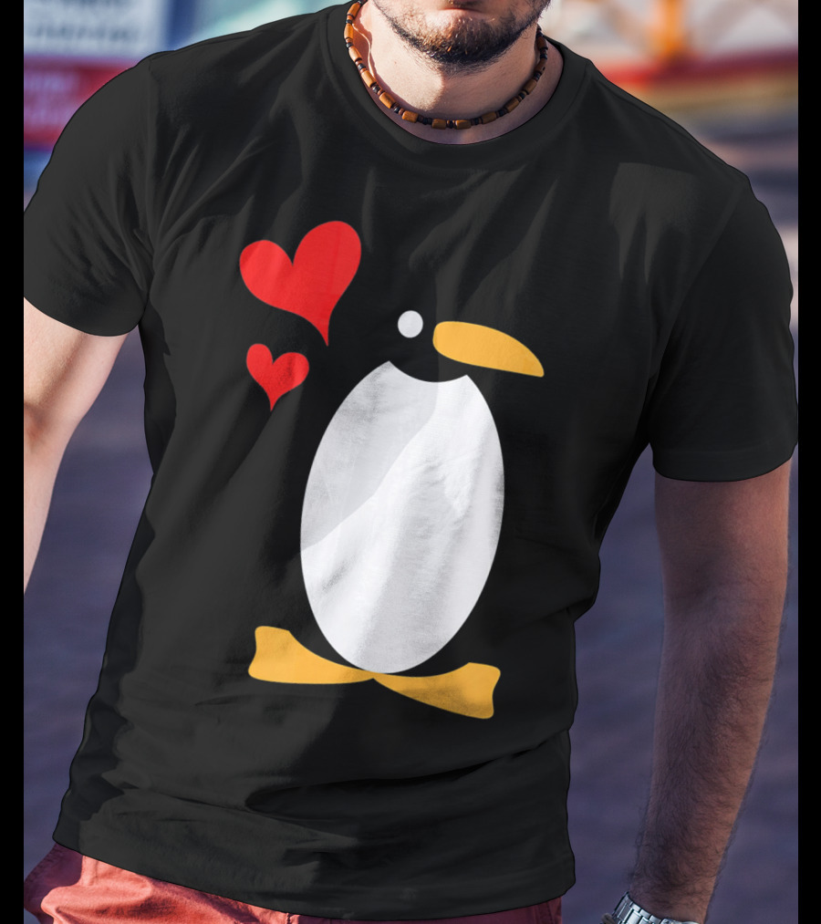 Penguin With Red Hearts T-Shirt