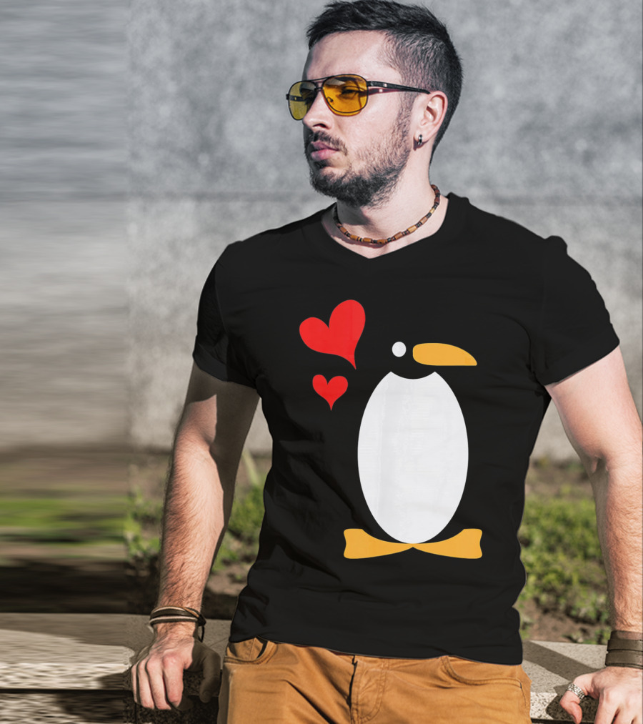 Penguin With Red Hearts T-Shirt