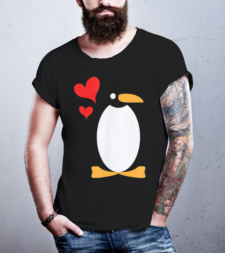 Penguin With Red Hearts T-Shirt