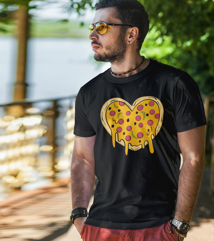 Pepperoni Pizza Heart Valentine's Day T-Shirt