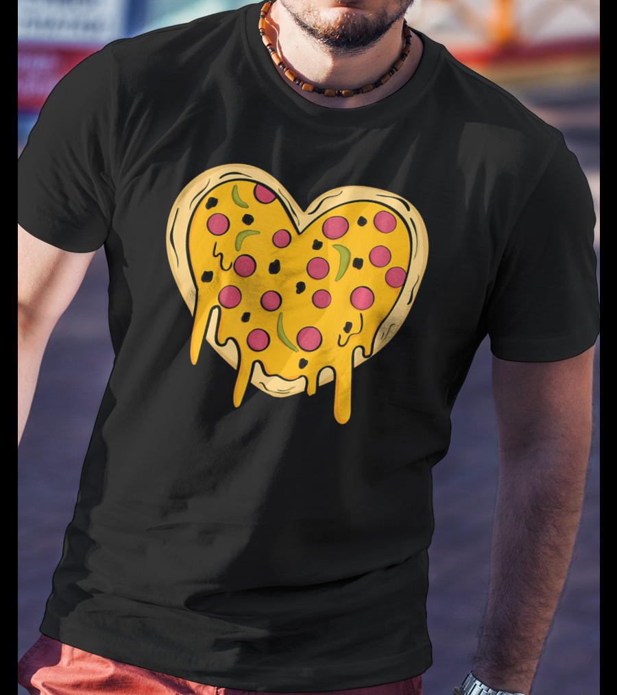 Pepperoni Pizza Heart Valentine's Day T-Shirt