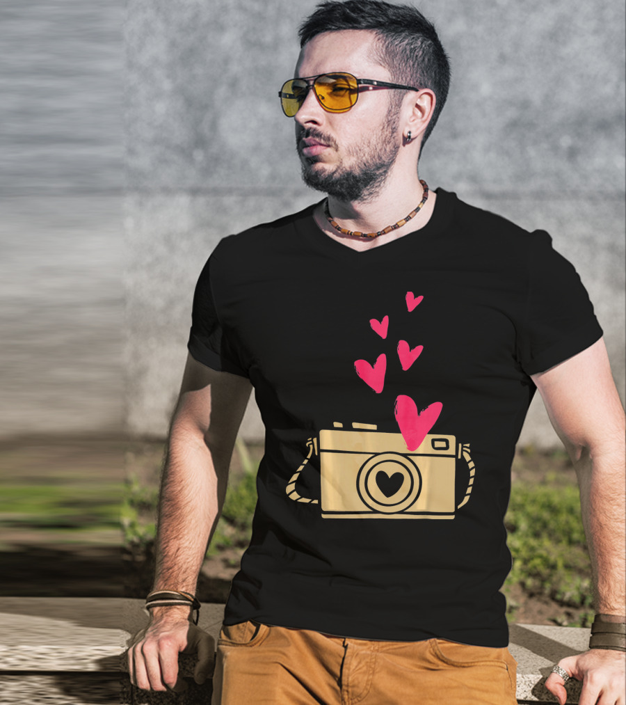 Love Camera Hearts Valentine's Day Photographers T-Shirt