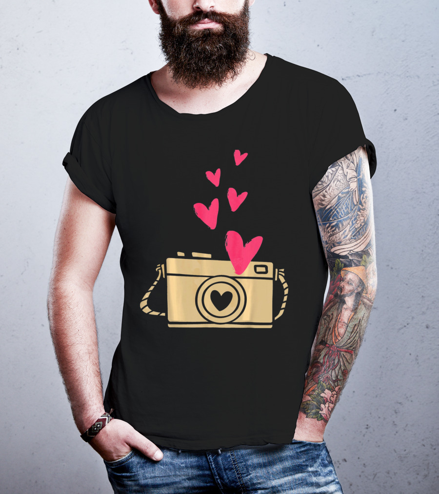 Love Camera Hearts Valentine's Day Photographers T-Shirt