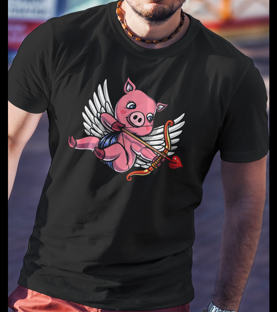 Cupid Pig Valentines Day Love Women T-Shirt