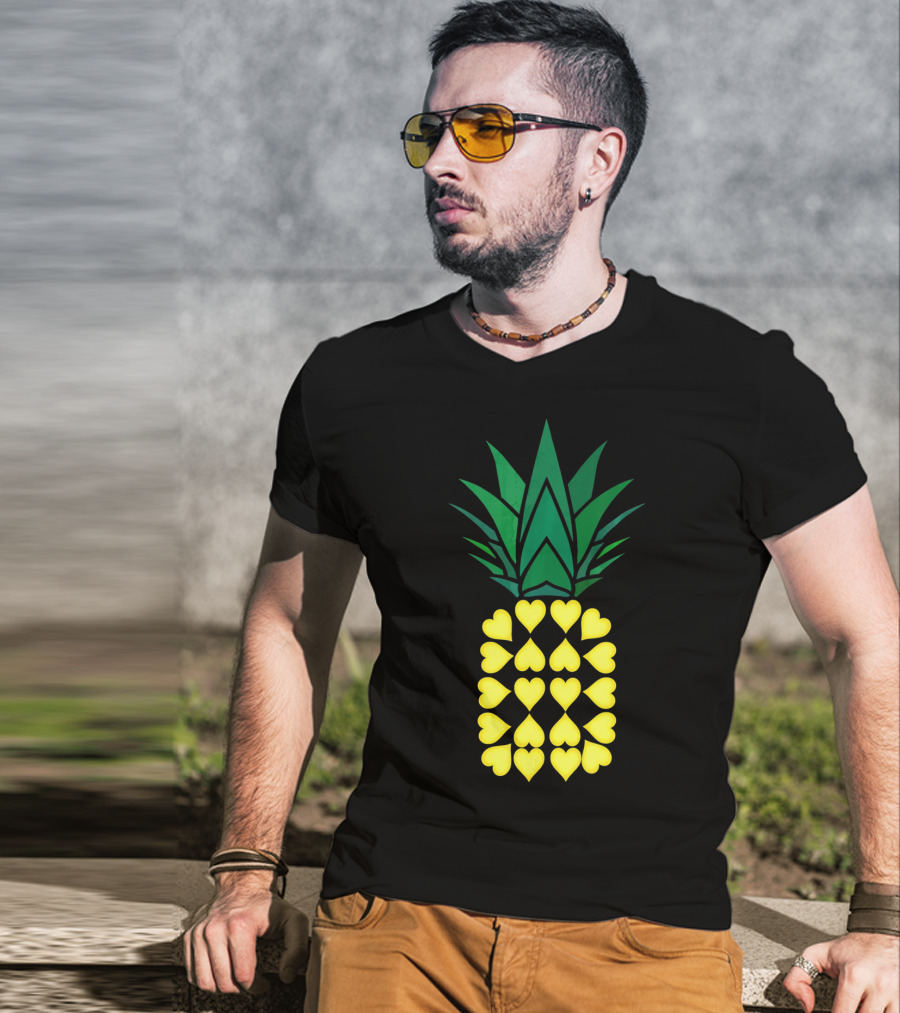 Pineapple Heart Pattern Valentine Day T-Shirt