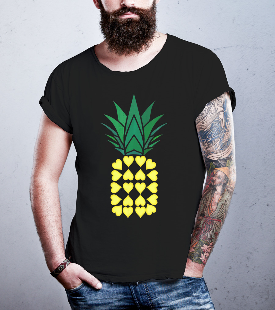 Pineapple Heart Pattern Valentine Day T-Shirt