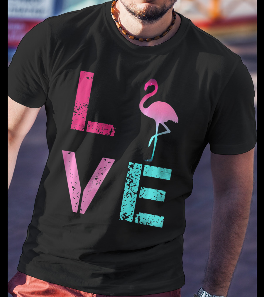 LOVE Pink Flamingos Valentine T-Shirt