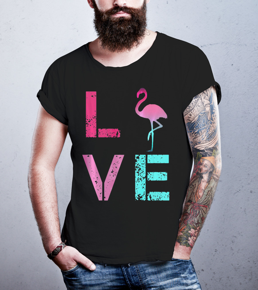 LOVE Pink Flamingos Valentine T-Shirt