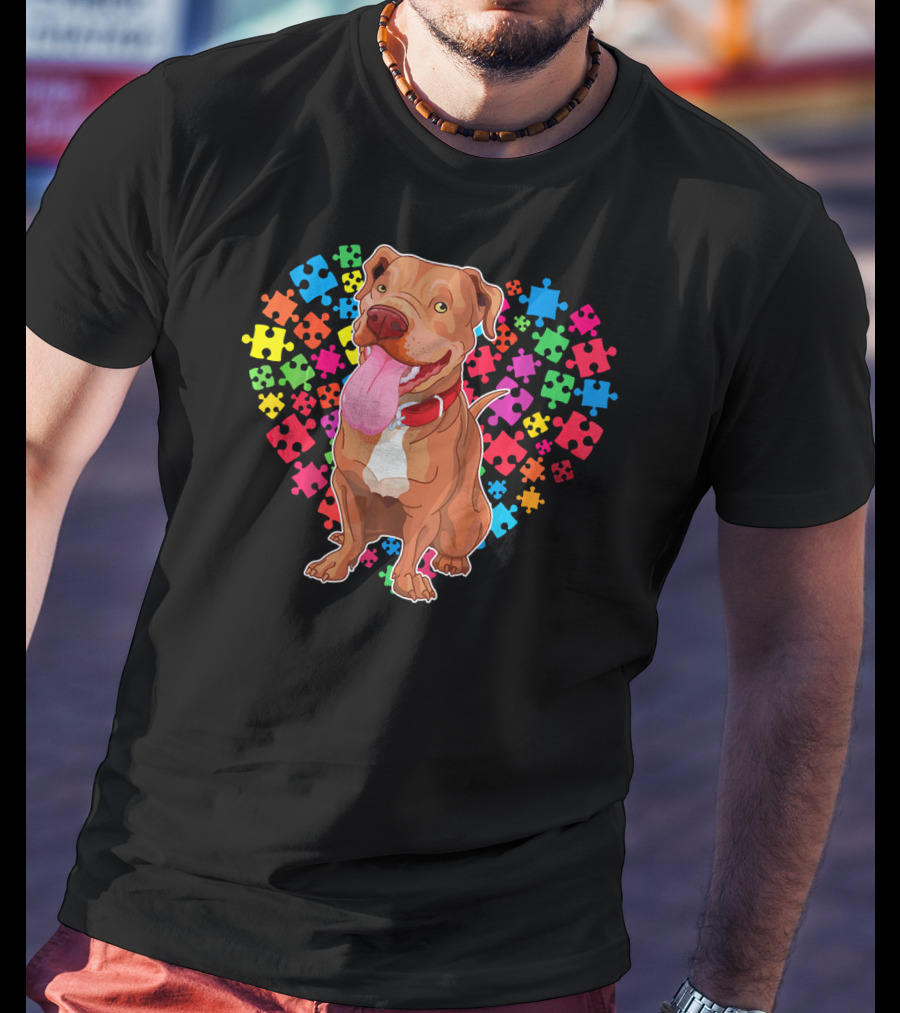 Pitbull Dog Heart Puzzle Valentine T-Shirt