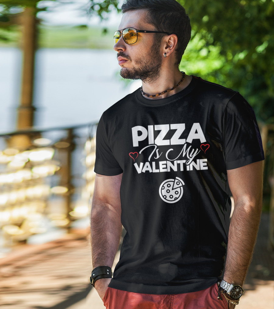 Pizza Is My Valentine Cute Pizza Love Hearts T-Shirt