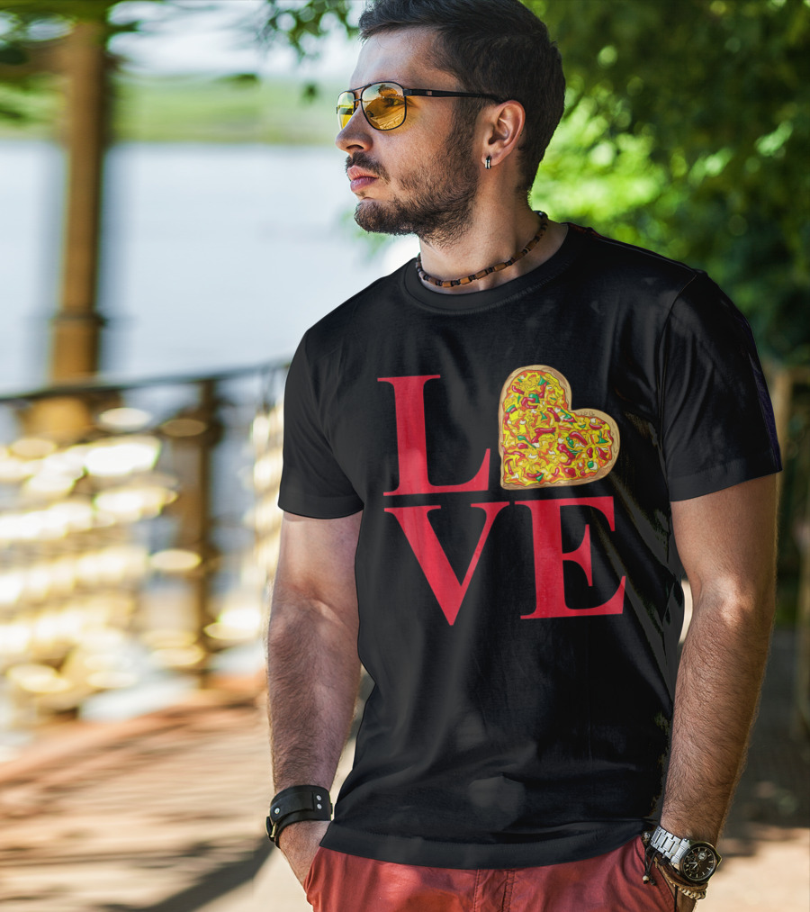 Love Pizza Heart Valentines Day Pizza Lover T-Shirt