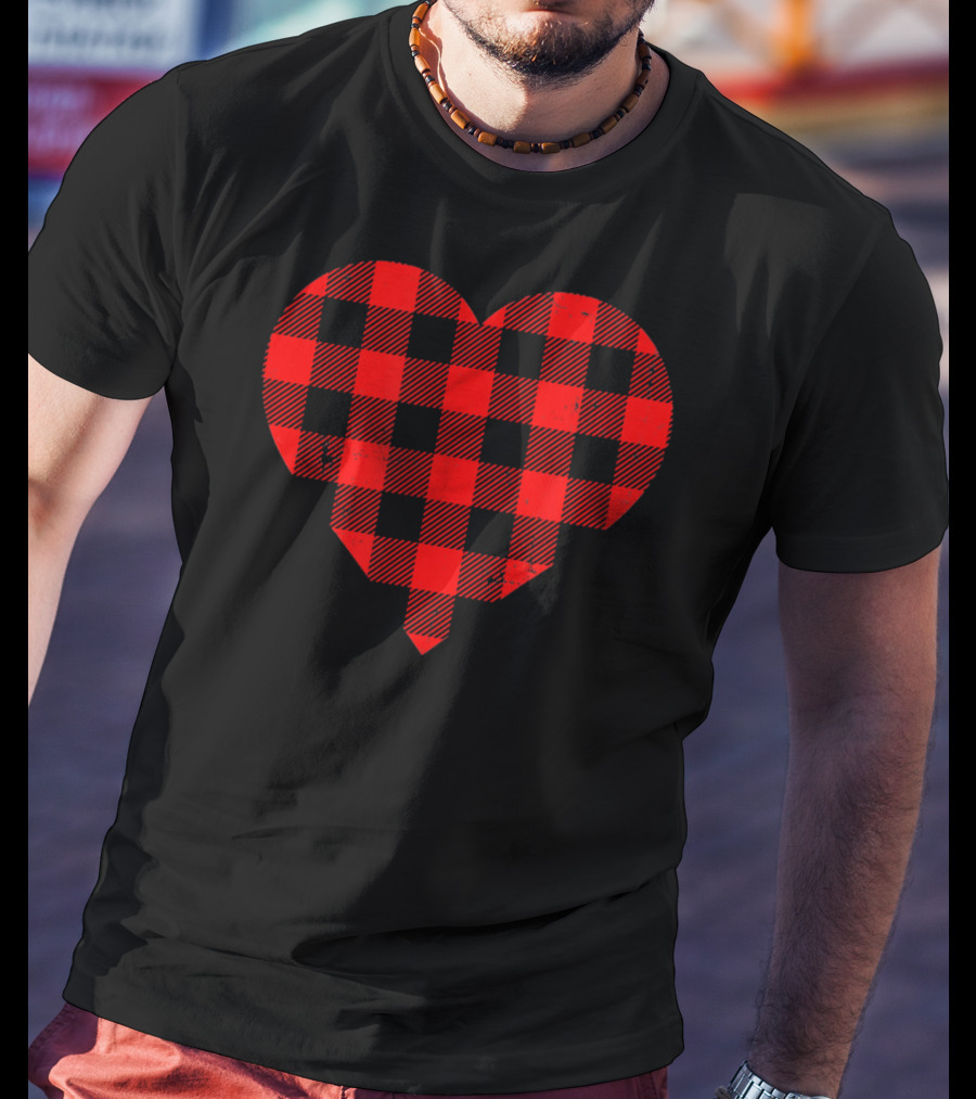 Buffalo Plaid Checkered Heart T-Shirt