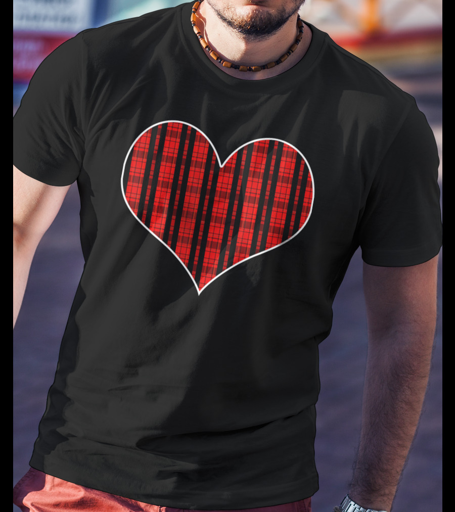 Plaid Tartan Heart Valentine's Day T-Shirt