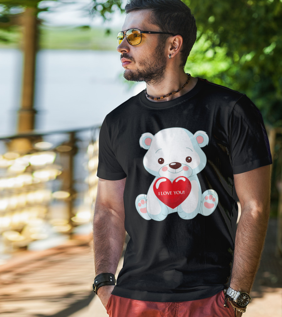 Polar Bear Holding Heart I Love You T-Shirt