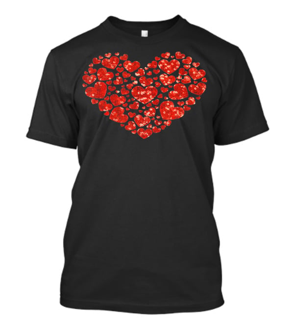 Red Valentines Day Heart Pattern PRINT T-Shirt