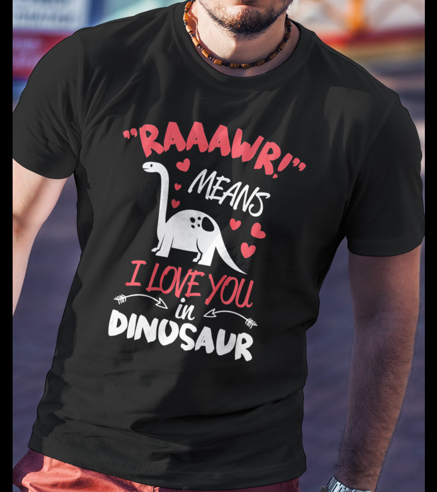 Raawr Means I Love You In Dinosaur Valentine T-Shirt