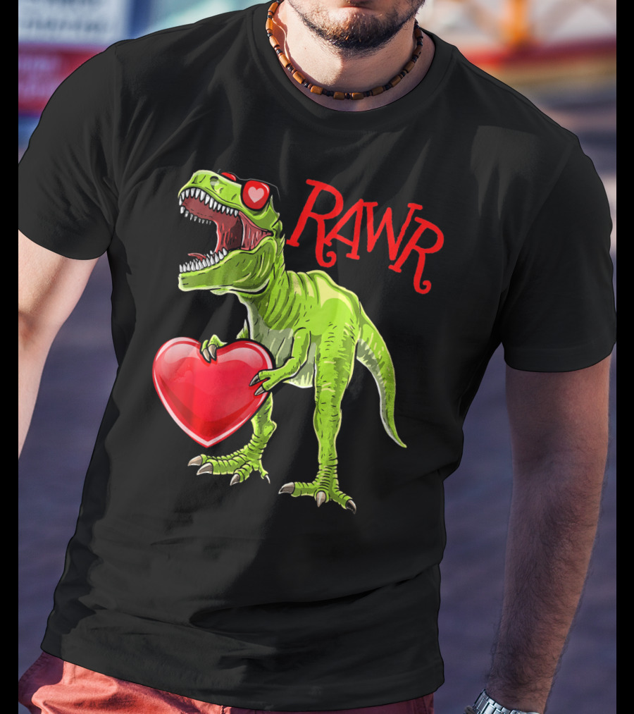 Rawr Valentine's Day T-Rex Dinosaur With Heart T-Shirt