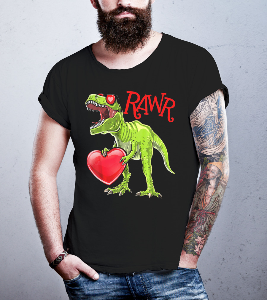 Rawr Valentine's Day T-Rex Dinosaur With Heart T-Shirt