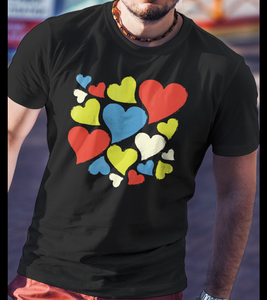 Retro Multicolor Hearts For Valentine's Day T-Shirt