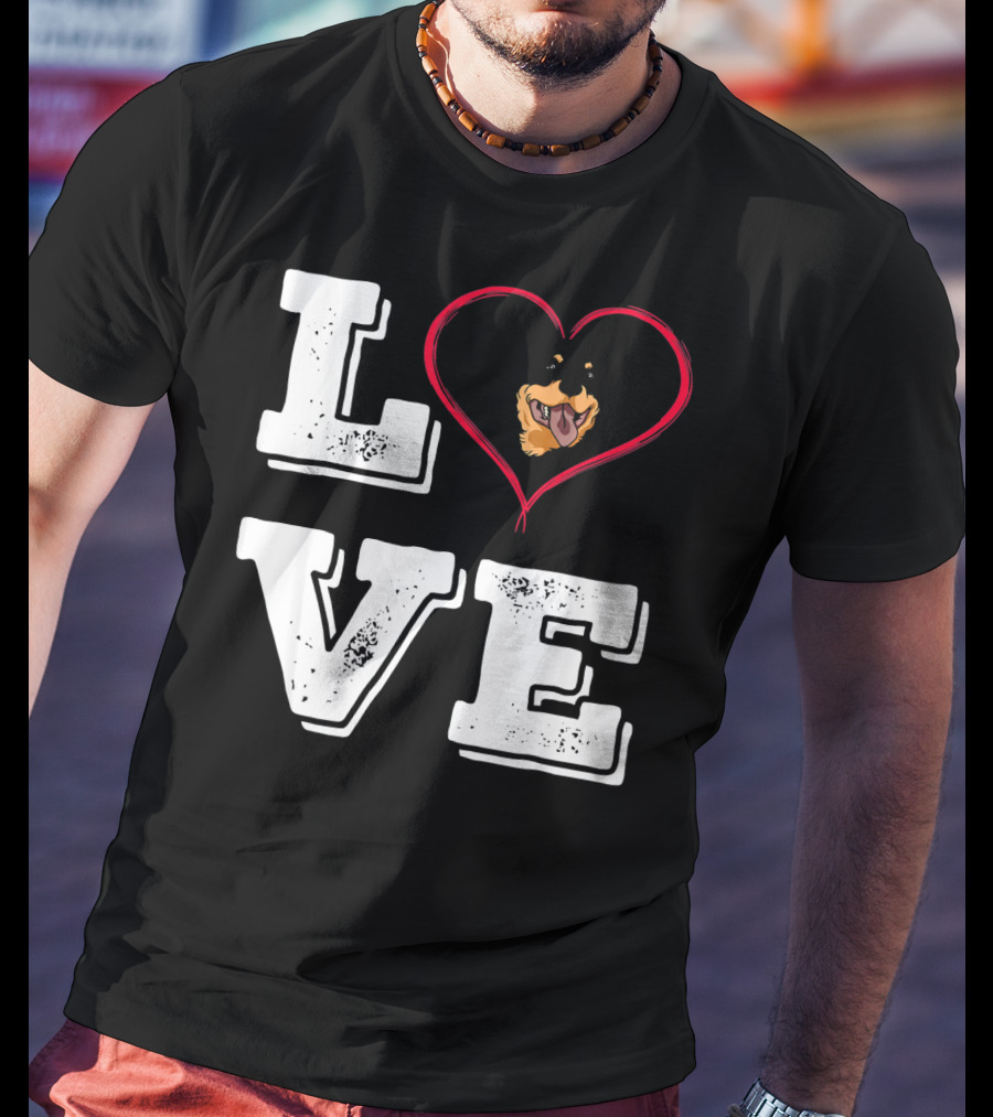 LOVE Rottweiler Lover Dog Heart Face T-Shirt