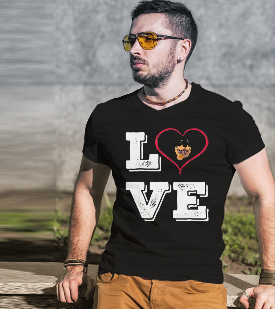 LOVE Rottweiler Lover Dog Heart Face T-Shirt