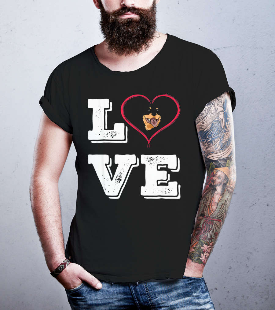 LOVE Rottweiler Lover Dog Heart Face T-Shirt