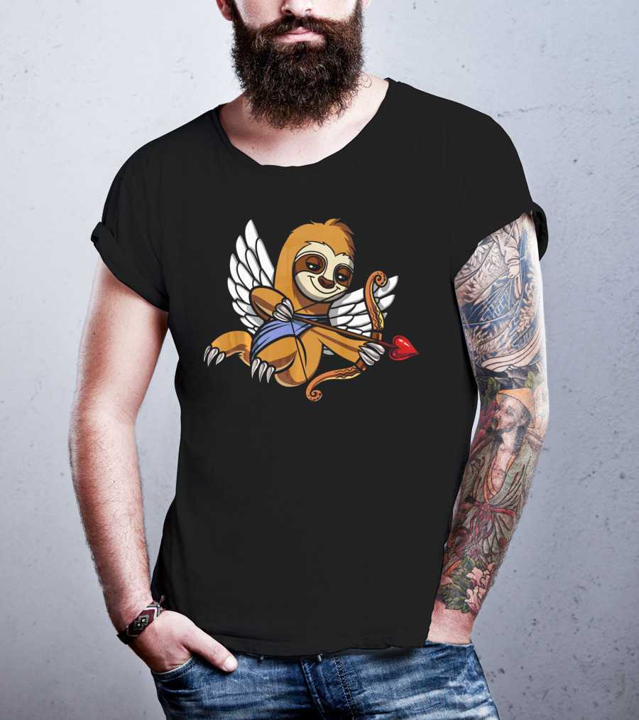 Sloth Cupid With Heart Arrow Valentines Day Love T-Shirt