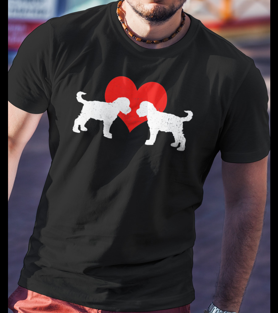 Schnoodle Heart Valentines Red Love Pair T-Shirt