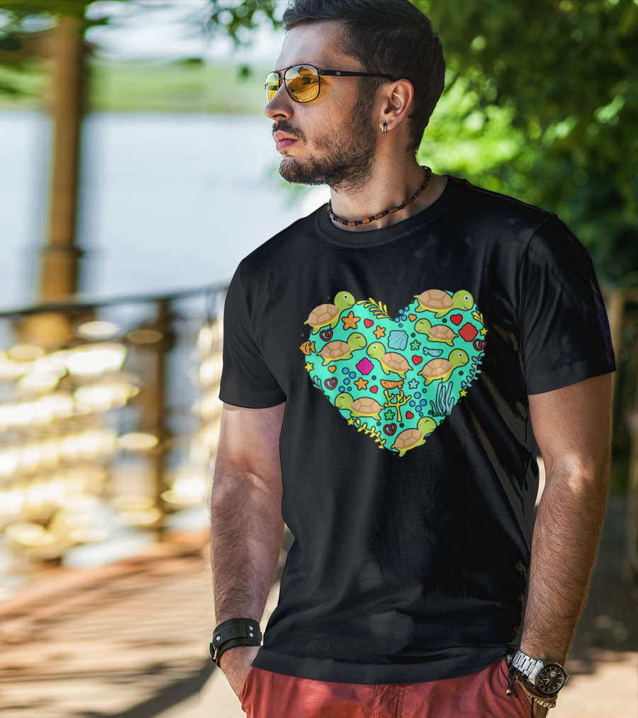 Sea Turtle Heart Valentine's Day T-Shirt