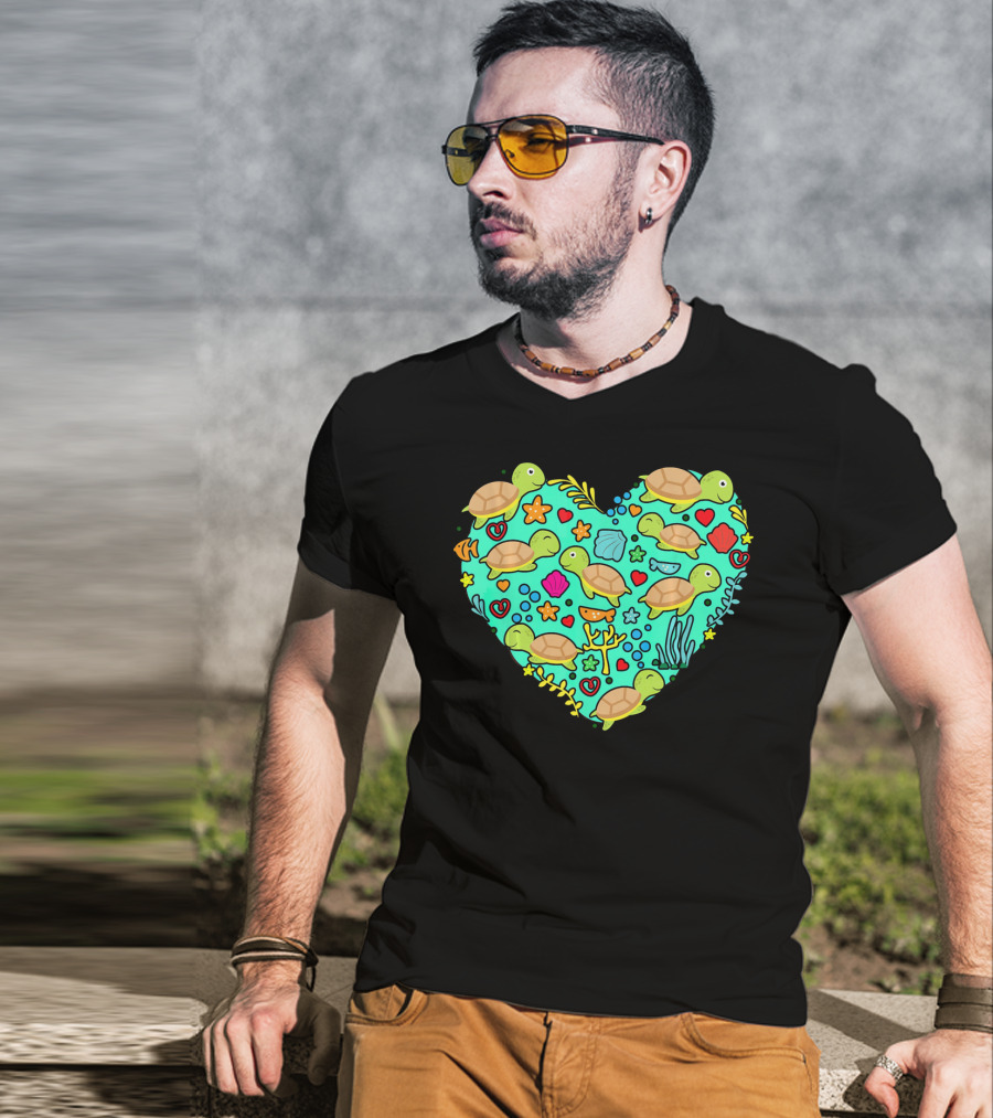 Sea Turtle Heart Valentine's Day T-Shirt