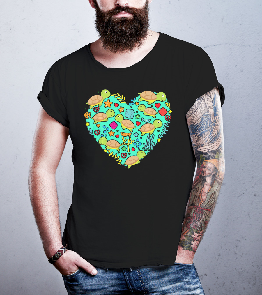 Sea Turtle Heart Valentine's Day T-Shirt