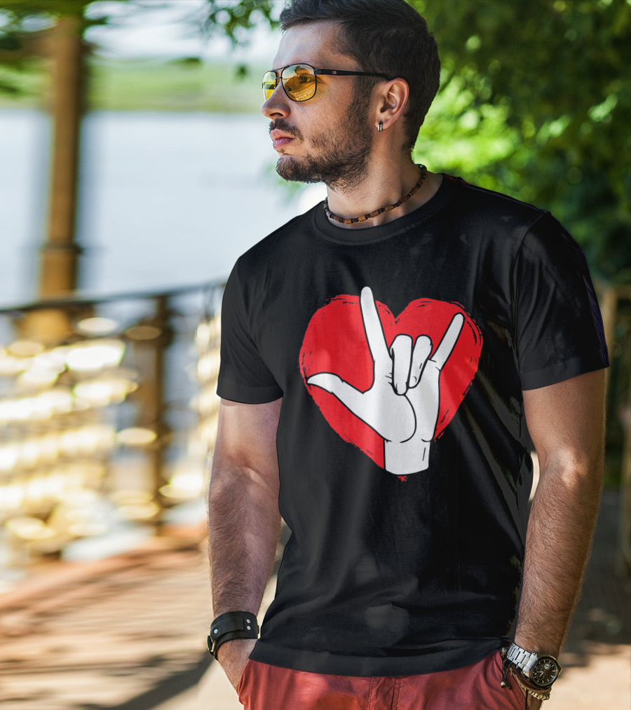 Sign Language I Love You ASL Heart Valentine's Gesture T-Shirt