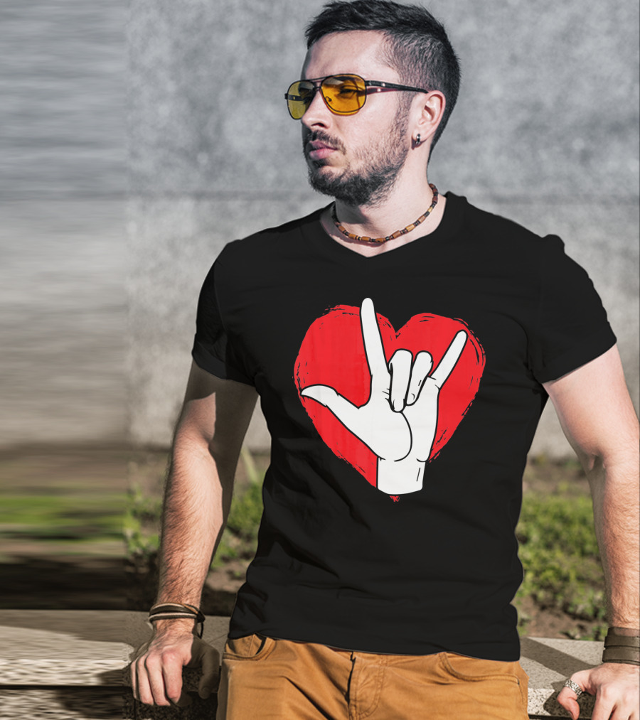 Sign Language I Love You ASL Heart Valentine's Gesture T-Shirt