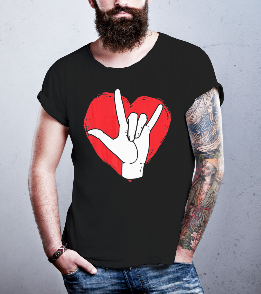 Sign Language I Love You ASL Heart Valentine's Gesture T-Shirt