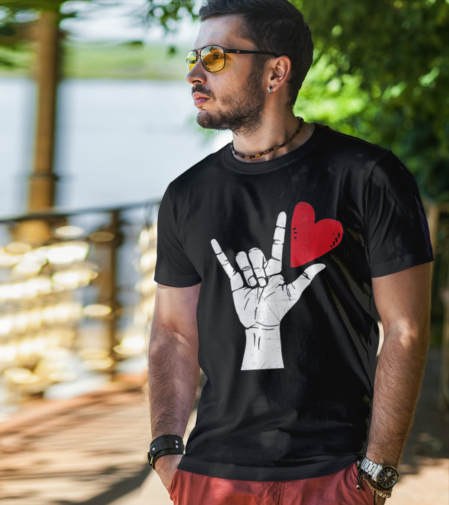 Sign Language I Love You Valentine Heart T-Shirt