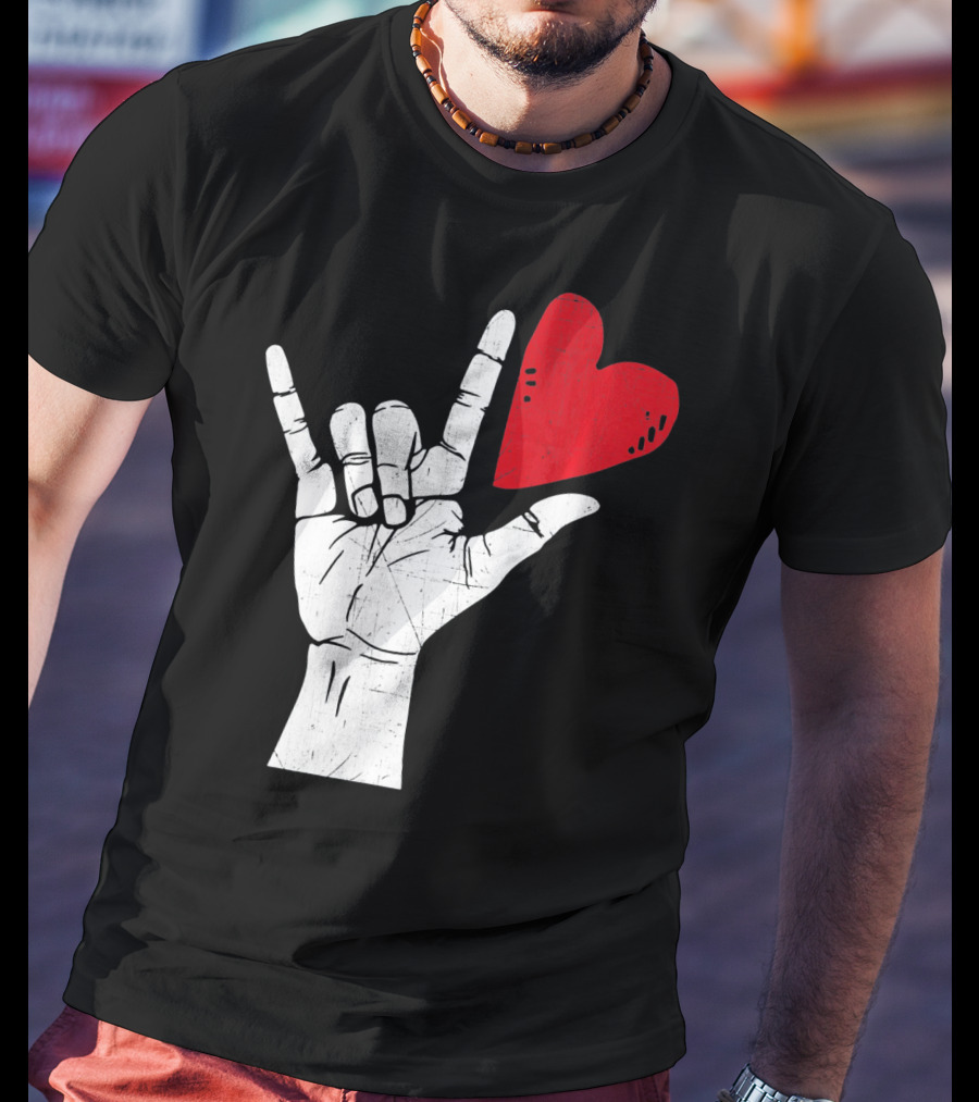 Sign Language I Love You Valentine Heart T-Shirt