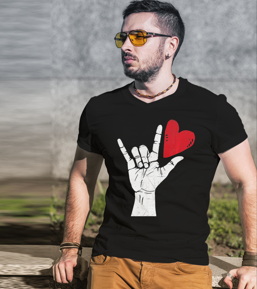 Sign Language I Love You Valentine Heart T-Shirt