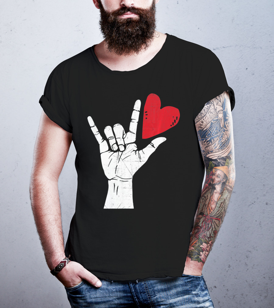Sign Language I Love You Valentine Heart T-Shirt