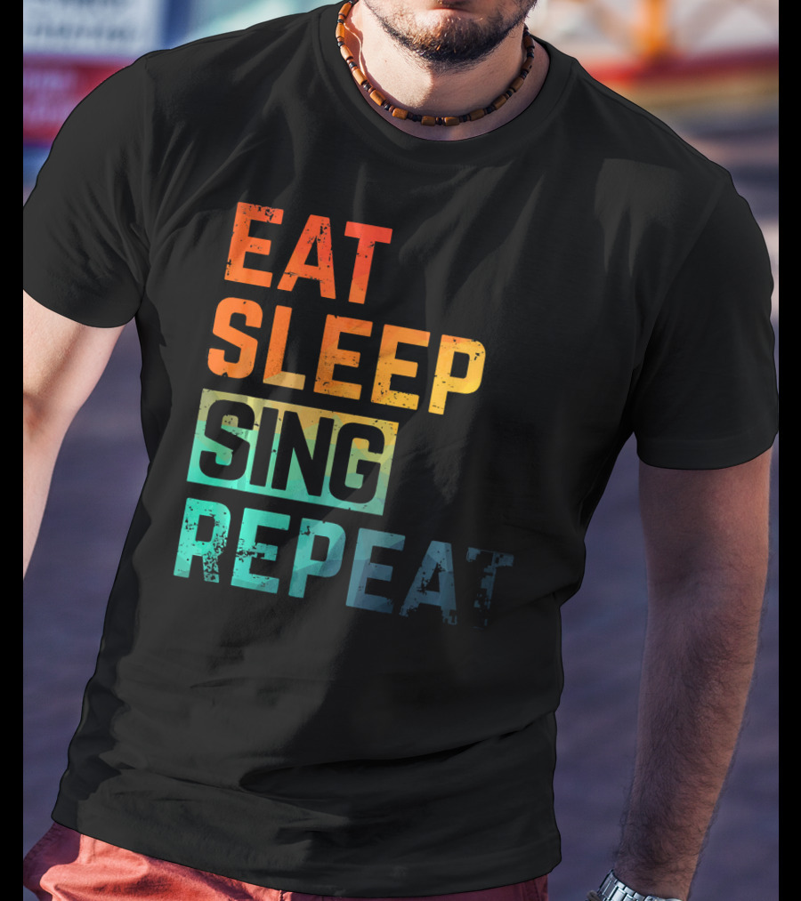 Eat Sleep Sing Repeat Watercolor Block Letters T-Shirt