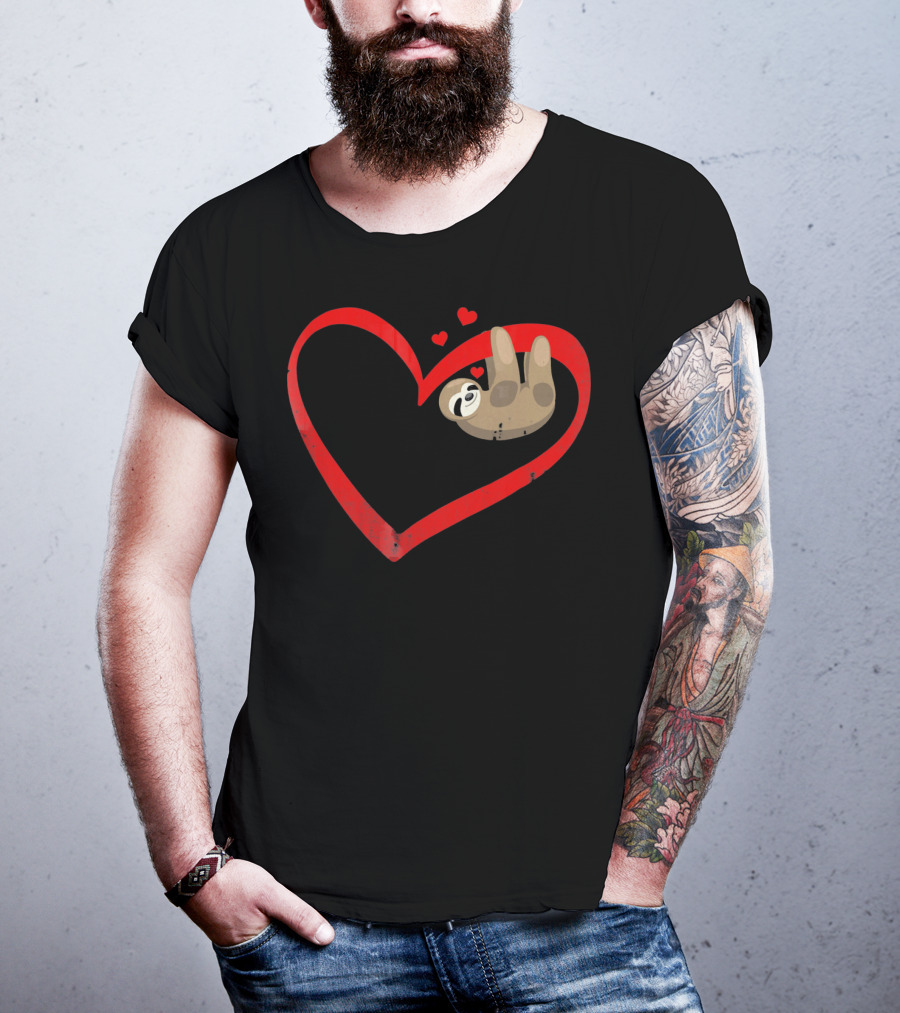 Sloth Heart Lazy Napping Cute Vale T-Shirt