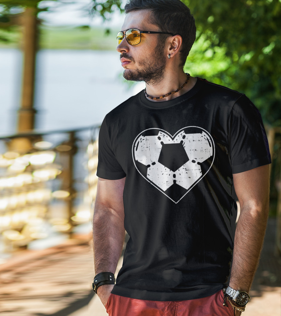 Heart Shaped Soccer Ball Football Sport T-Shirt