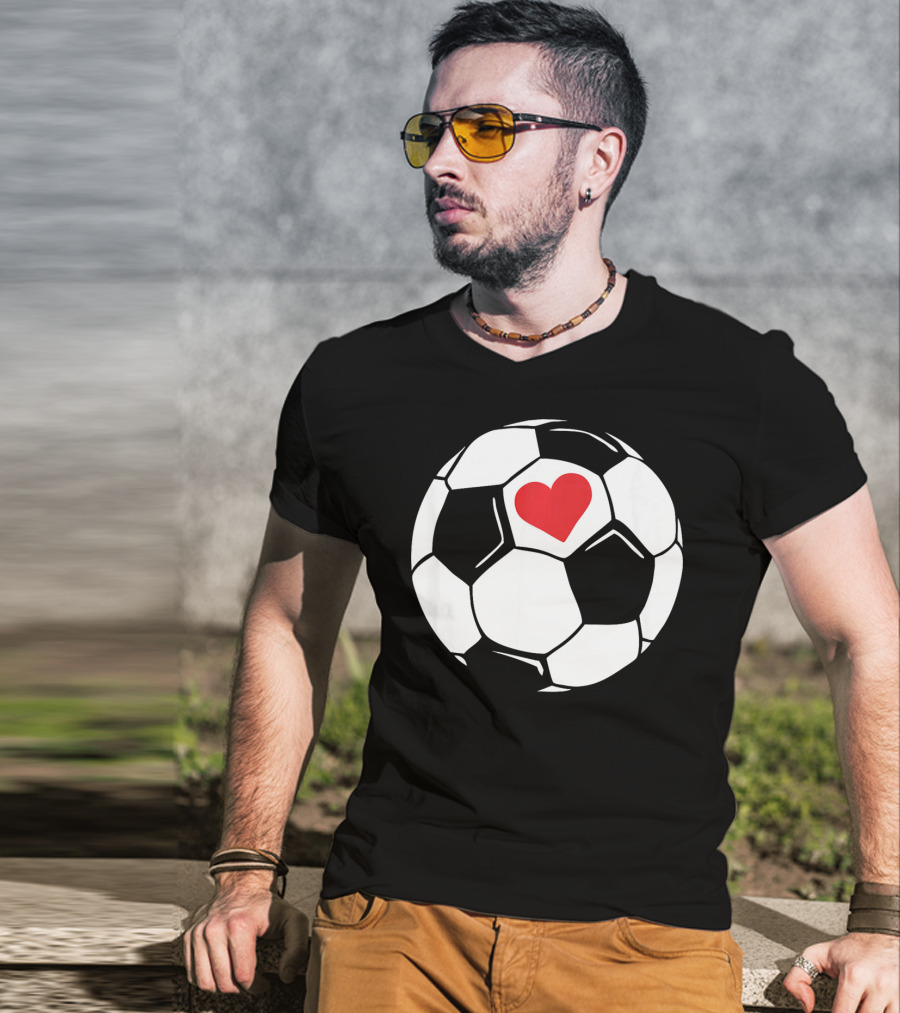 Soccer Valentines Day Heart In Soccer Ball T-Shirt