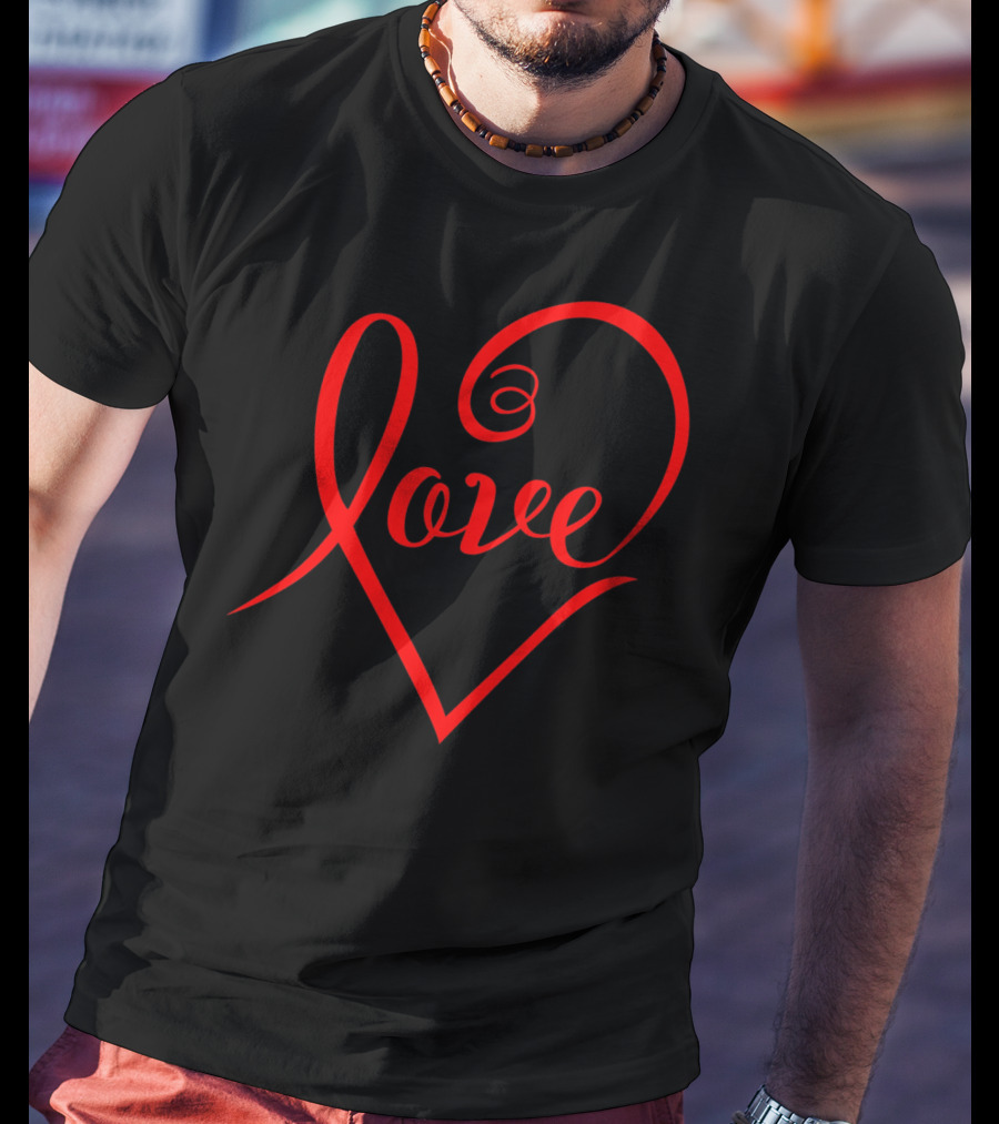Stylish Heart Shape Love Valentine's Day T-Shirt