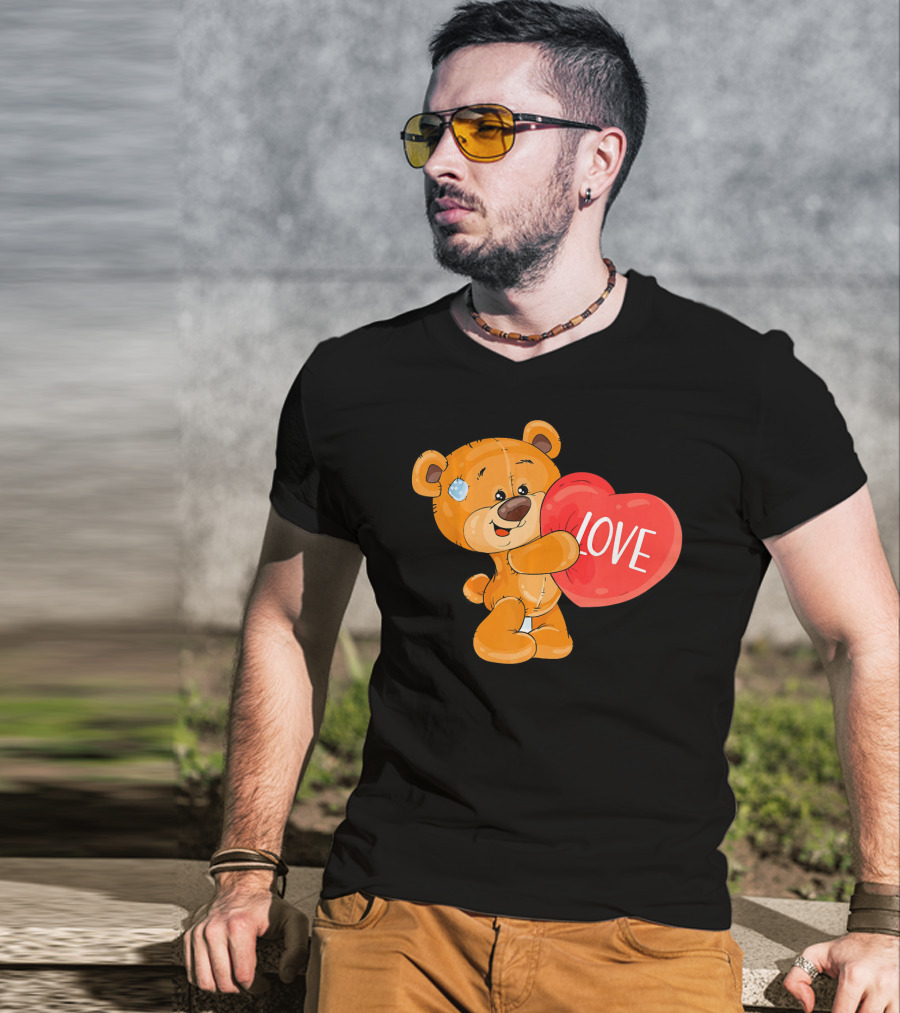 Teddy Bear With Heart Love Funny Valentine T-Shirt