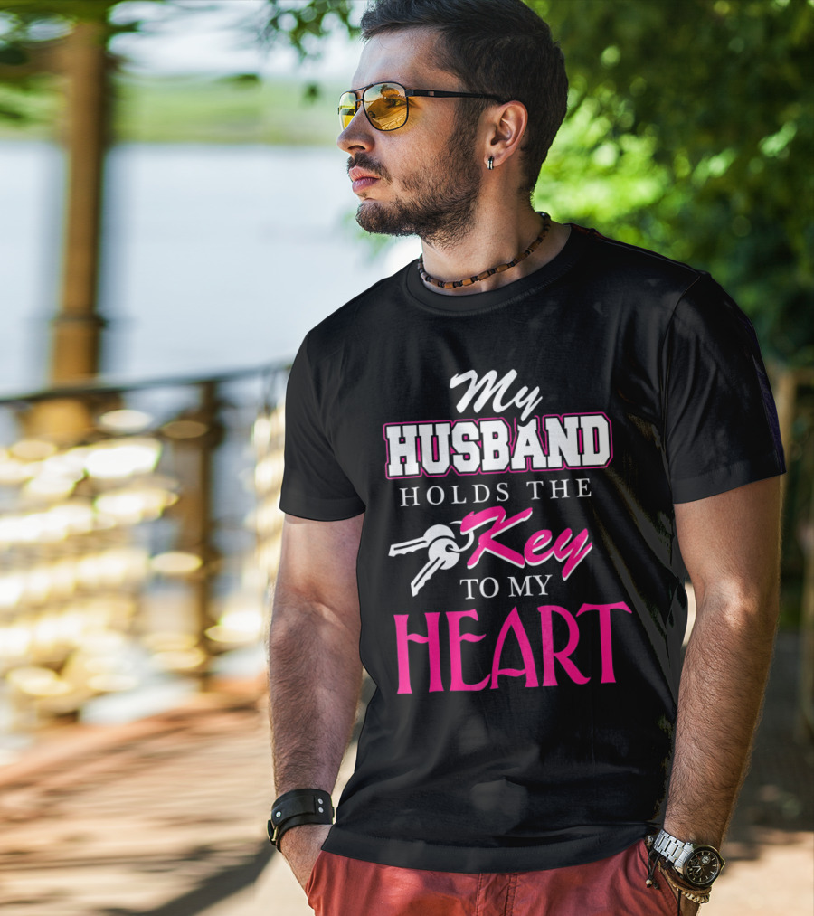 My Husband Holds The Key To My Heart Valentine's Day T-Shirt